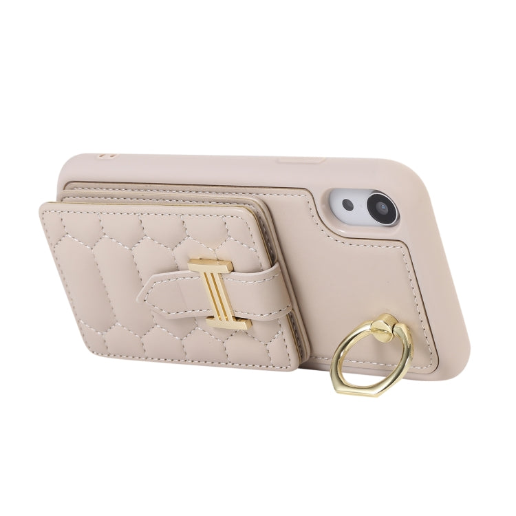 For iPhone XR Vertical Card Bag Ring Holder Phone Case with Dual Lanyard