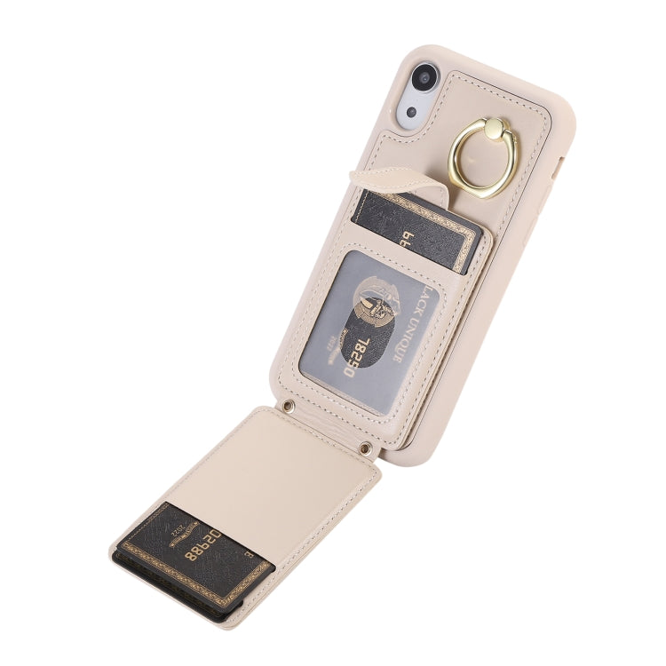 For iPhone XR Vertical Card Bag Ring Holder Phone Case with Dual Lanyard