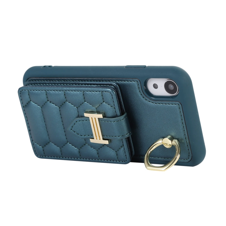 For iPhone XR Vertical Card Bag Ring Holder Phone Case with Dual Lanyard