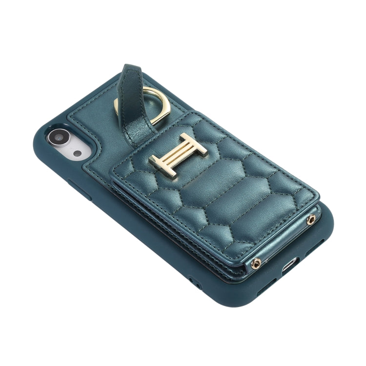 For iPhone XR Vertical Card Bag Ring Holder Phone Case with Dual Lanyard