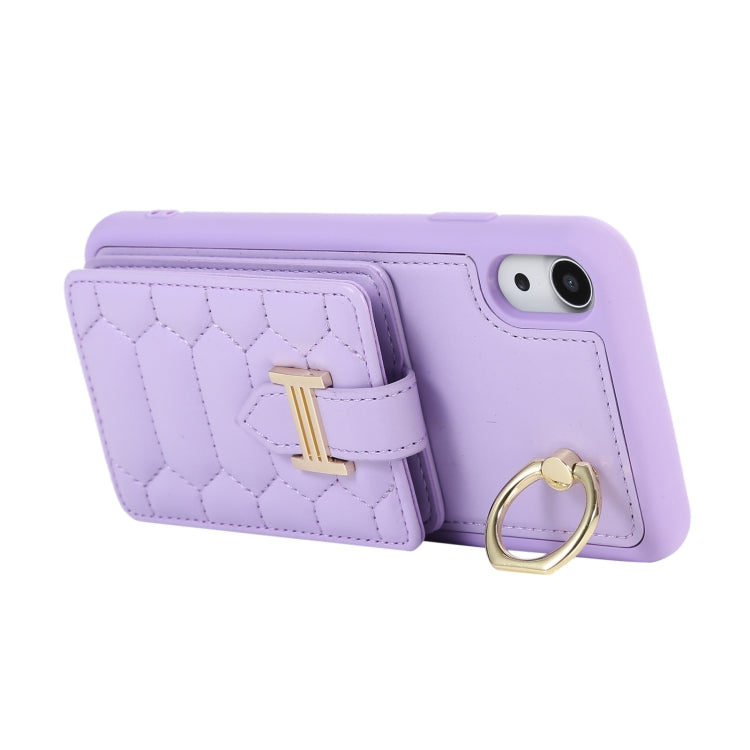 For iPhone XR Vertical Card Bag Ring Holder Phone Case with Dual Lanyard