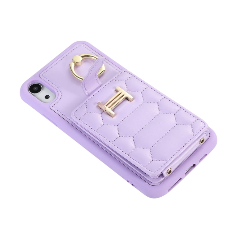 For iPhone XR Vertical Card Bag Ring Holder Phone Case with Dual Lanyard