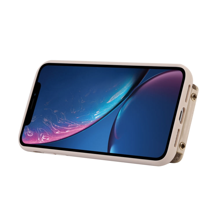 For iPhone XS Vertical Card Bag Ring Holder Phone Case with Dual Lanyard