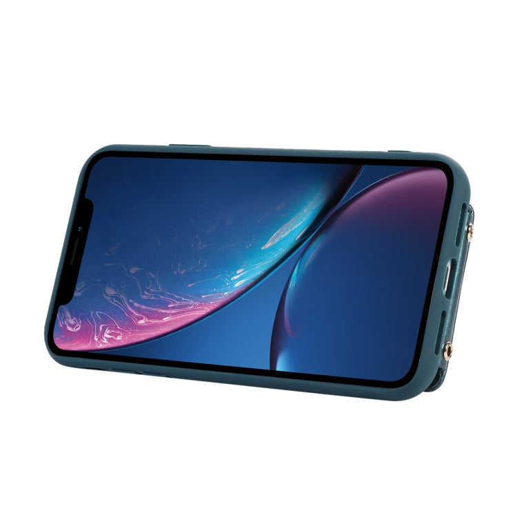 For iPhone XS Vertical Card Bag Ring Holder Phone Case with Dual Lanyard