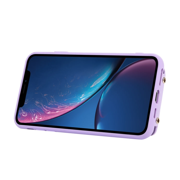 For iPhone XS Vertical Card Bag Ring Holder Phone Case with Dual Lanyard