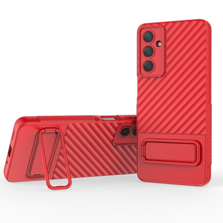 For Samsung Galaxy M54 Wavy Texture TPU Phone Case with Lens Film