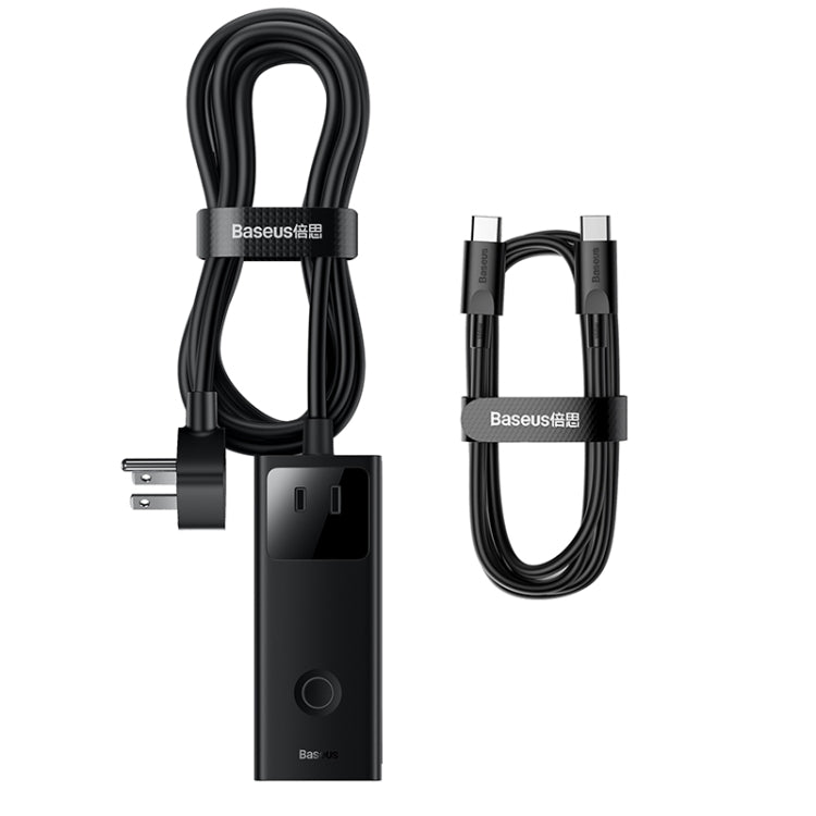 Baseus Desktop Digital Power Strip Patch Panel with 1.5 Cable, US Plug(Black)