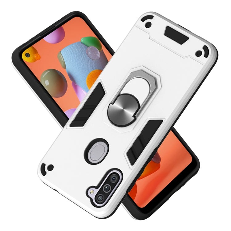 For Samsung Galaxy A11 / M11 2 in 1 Armour Series PC + TPU Protective Case with Ring Holder