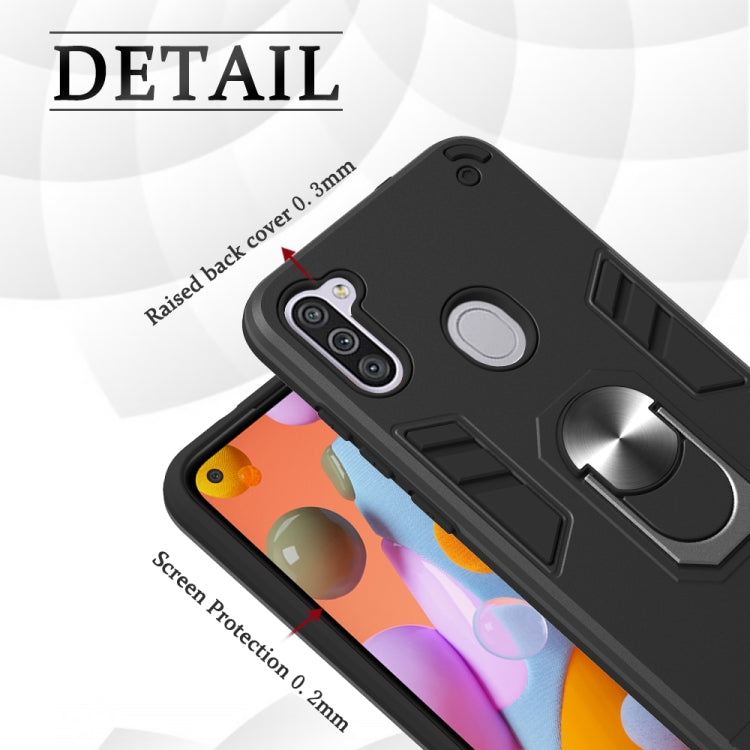 For Samsung Galaxy A11 / M11 2 in 1 Armour Series PC + TPU Protective Case with Ring Holder