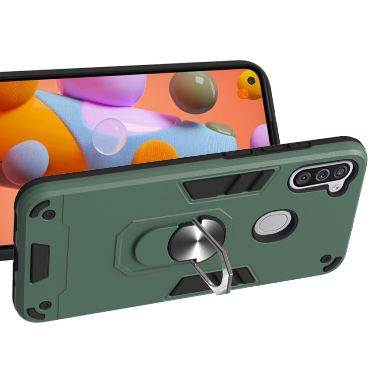 For Samsung Galaxy A11 / M11 2 in 1 Armour Series PC + TPU Protective Case with Ring Holder
