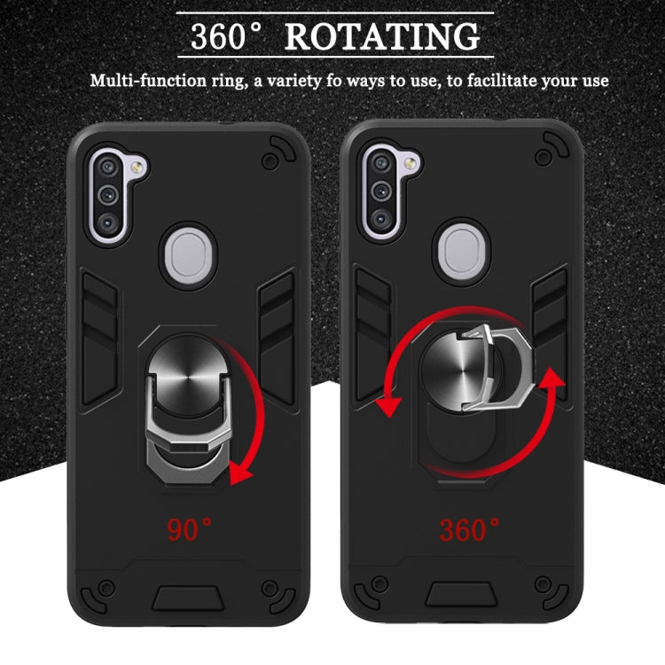 For Samsung Galaxy A11 / M11 2 in 1 Armour Series PC + TPU Protective Case with Ring Holder