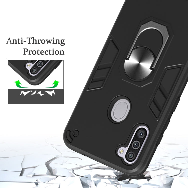 For Samsung Galaxy A11 / M11 2 in 1 Armour Series PC + TPU Protective Case with Ring Holder