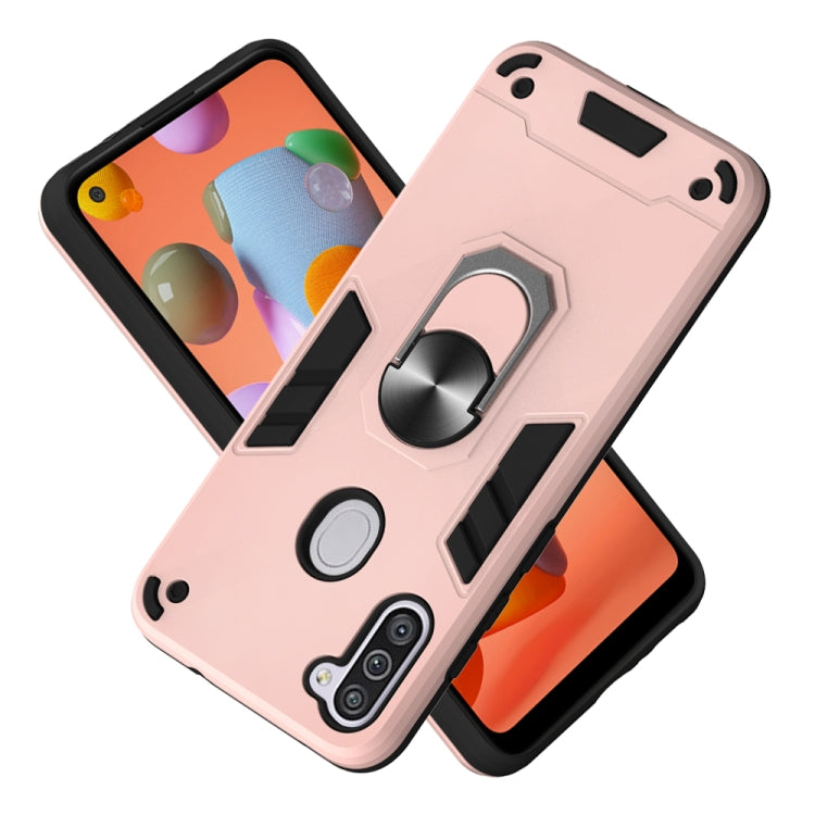 For Samsung Galaxy A11 / M11 2 in 1 Armour Series PC + TPU Protective Case with Ring Holder