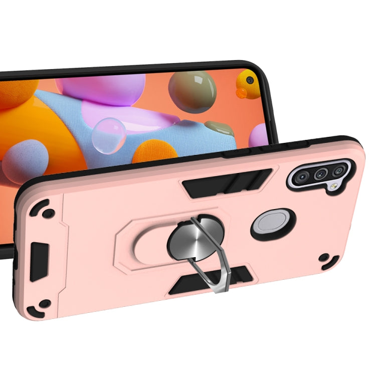 For Samsung Galaxy A11 / M11 2 in 1 Armour Series PC + TPU Protective Case with Ring Holder
