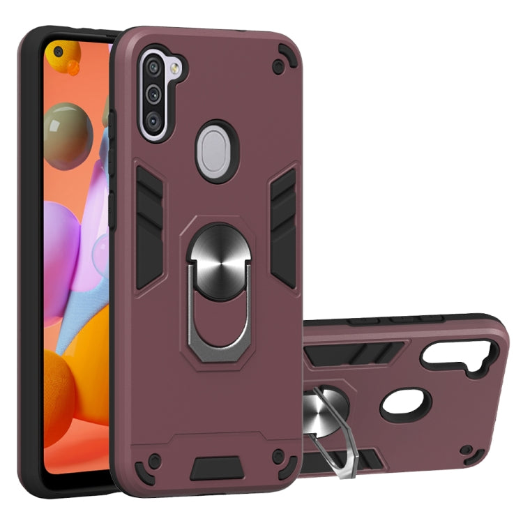 For Samsung Galaxy A11 / M11 2 in 1 Armour Series PC + TPU Protective Case with Ring Holder