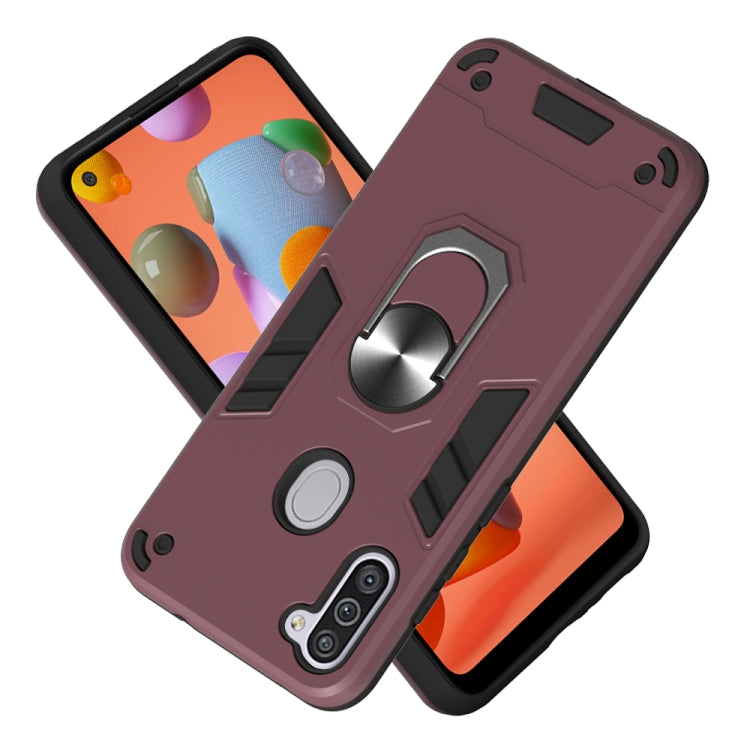 For Samsung Galaxy A11 / M11 2 in 1 Armour Series PC + TPU Protective Case with Ring Holder