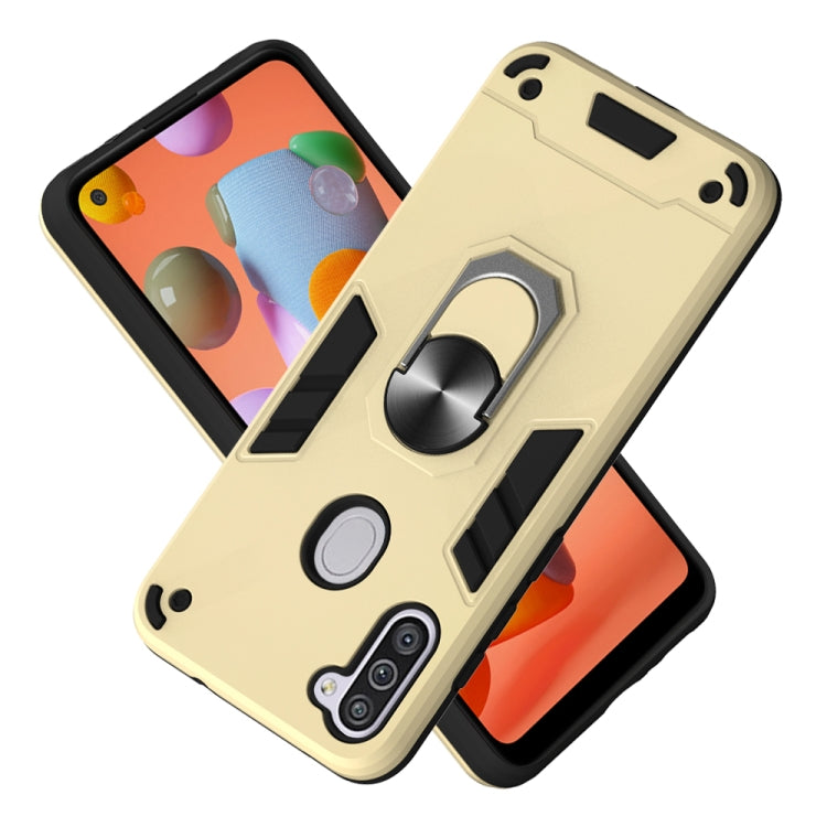 For Samsung Galaxy A11 / M11 2 in 1 Armour Series PC + TPU Protective Case with Ring Holder
