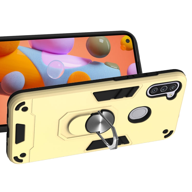 For Samsung Galaxy A11 / M11 2 in 1 Armour Series PC + TPU Protective Case with Ring Holder