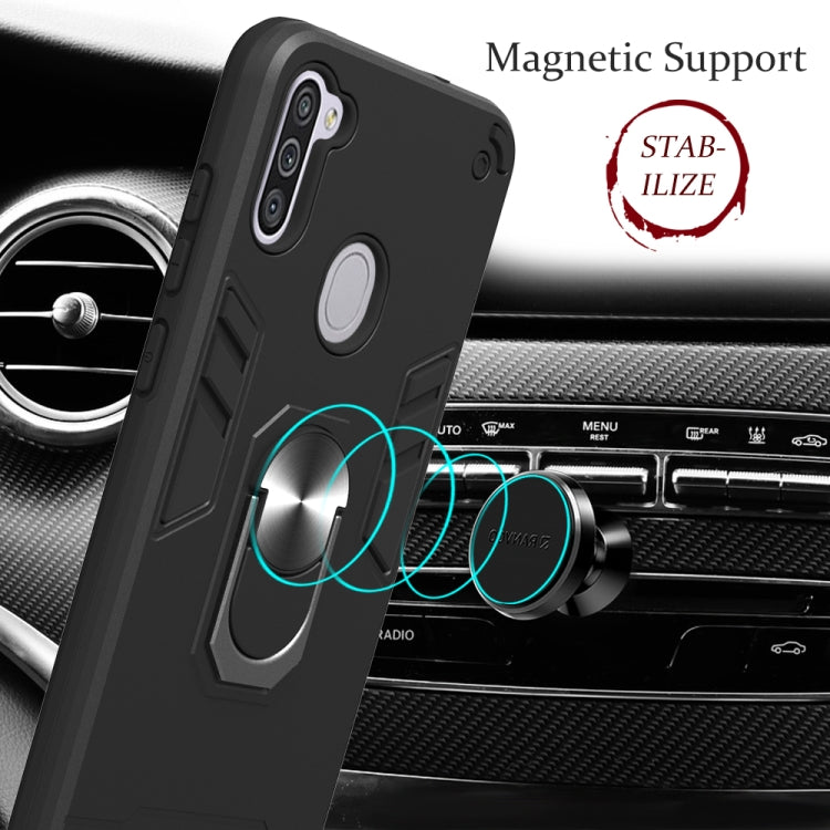 For Samsung Galaxy A11 / M11 2 in 1 Armour Series PC + TPU Protective Case with Ring Holder