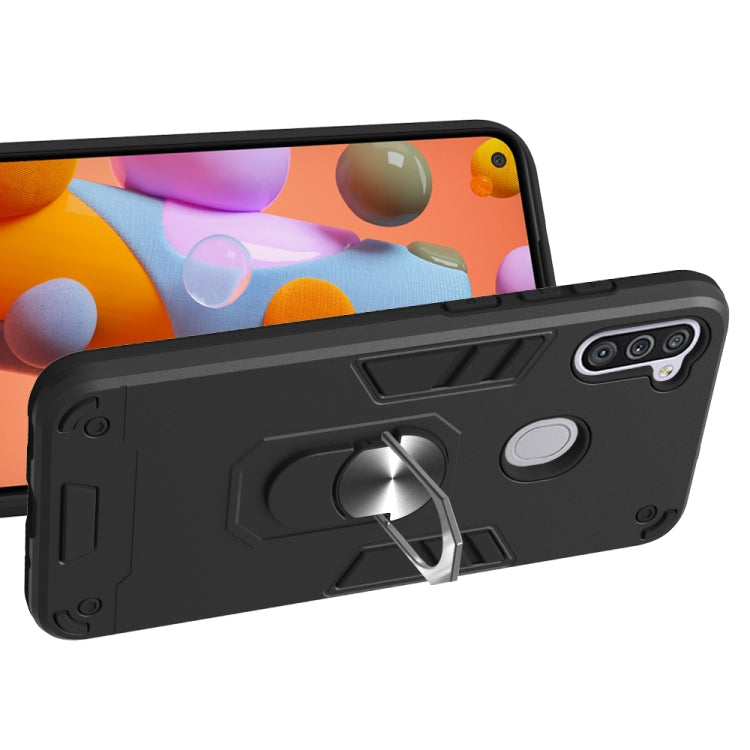 For Samsung Galaxy A11 / M11 2 in 1 Armour Series PC + TPU Protective Case with Ring Holder