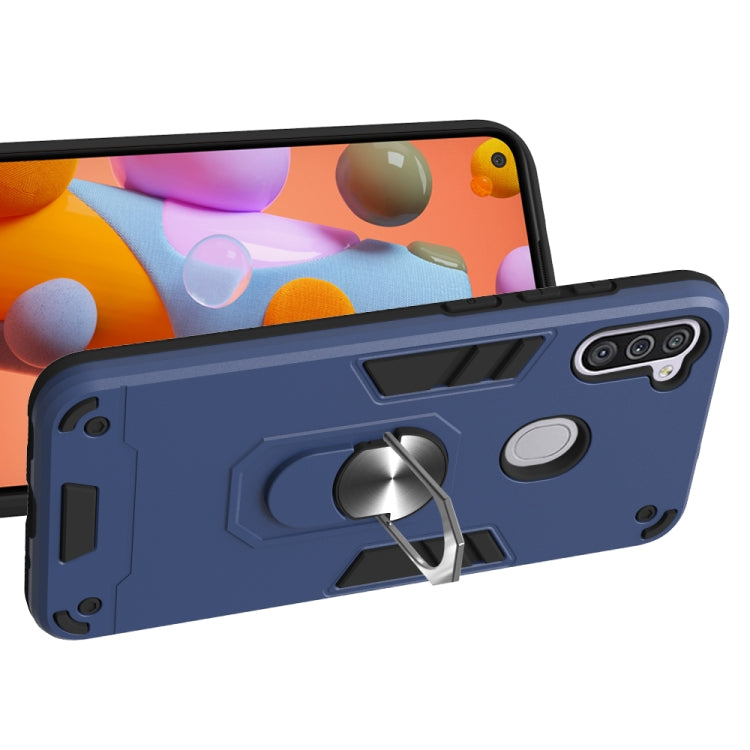 For Samsung Galaxy A11 / M11 2 in 1 Armour Series PC + TPU Protective Case with Ring Holder