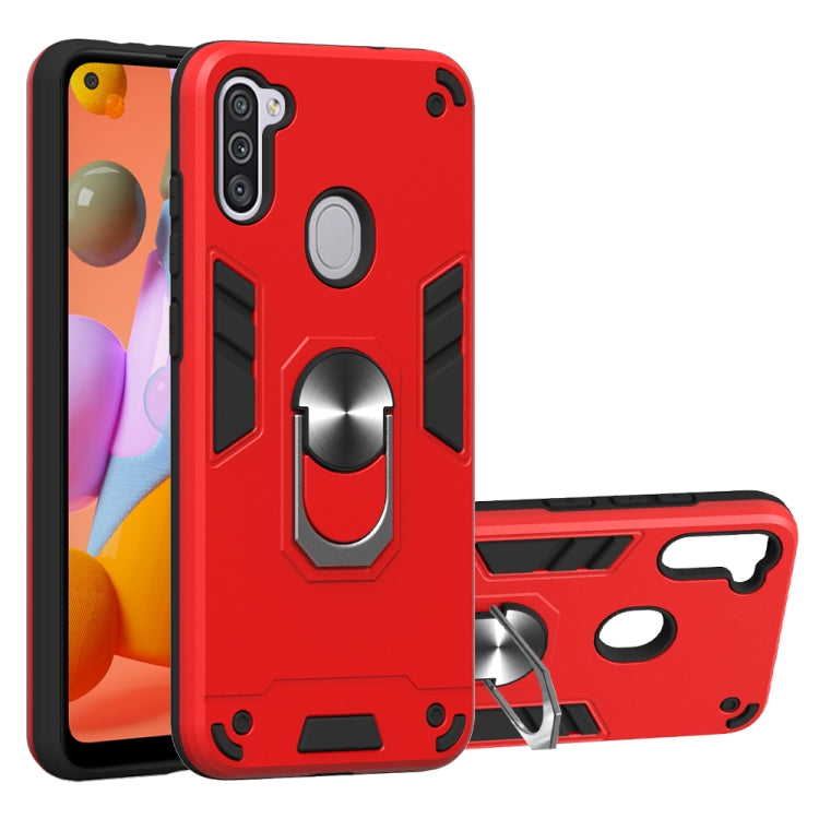 For Samsung Galaxy A11 / M11 2 in 1 Armour Series PC + TPU Protective Case with Ring Holder