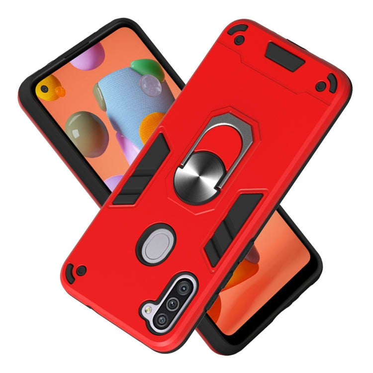 For Samsung Galaxy A11 / M11 2 in 1 Armour Series PC + TPU Protective Case with Ring Holder