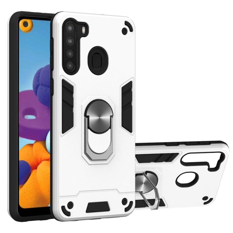 For Samsung Galaxy A21(EU Version) 2 in 1 Armour Series PC + TPU Protective Case with Ring Holder