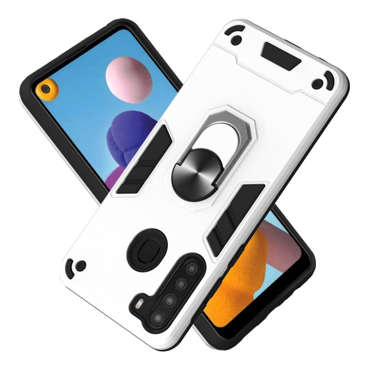 For Samsung Galaxy A21(EU Version) 2 in 1 Armour Series PC + TPU Protective Case with Ring Holder