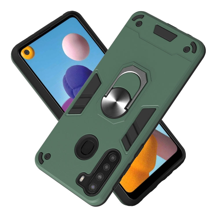For Samsung Galaxy A21(EU Version) 2 in 1 Armour Series PC + TPU Protective Case with Ring Holder