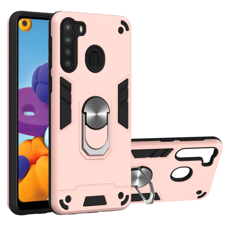 For Samsung Galaxy A21(EU Version) 2 in 1 Armour Series PC + TPU Protective Case with Ring Holder