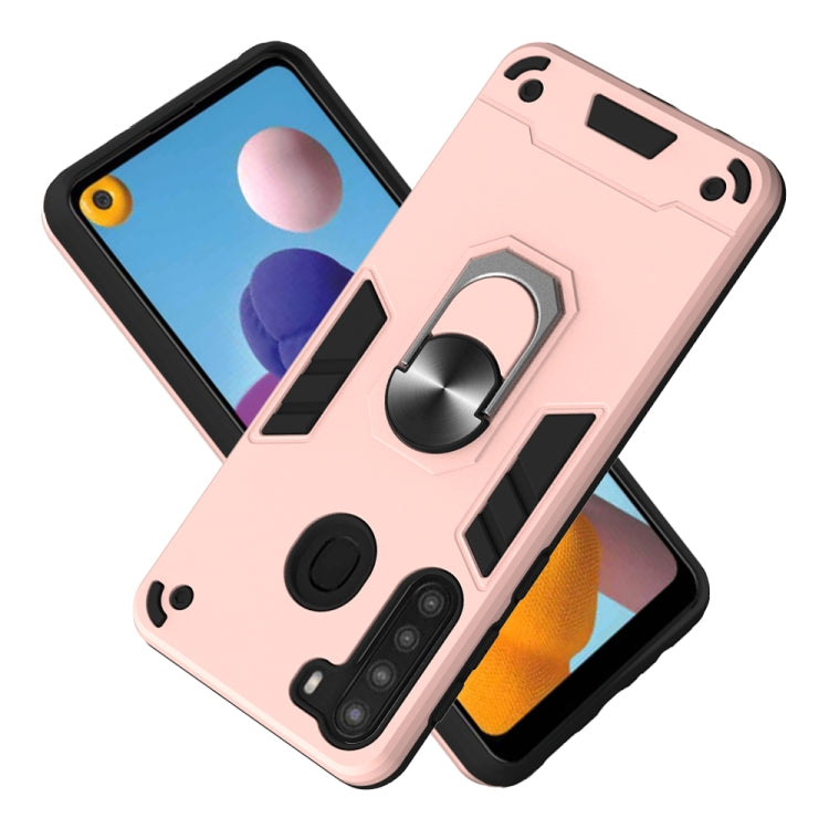 For Samsung Galaxy A21(EU Version) 2 in 1 Armour Series PC + TPU Protective Case with Ring Holder