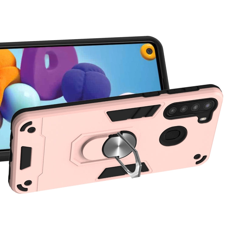 For Samsung Galaxy A21(EU Version) 2 in 1 Armour Series PC + TPU Protective Case with Ring Holder