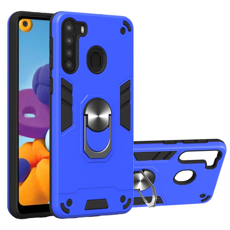 For Samsung Galaxy A21(EU Version) 2 in 1 Armour Series PC + TPU Protective Case with Ring Holder