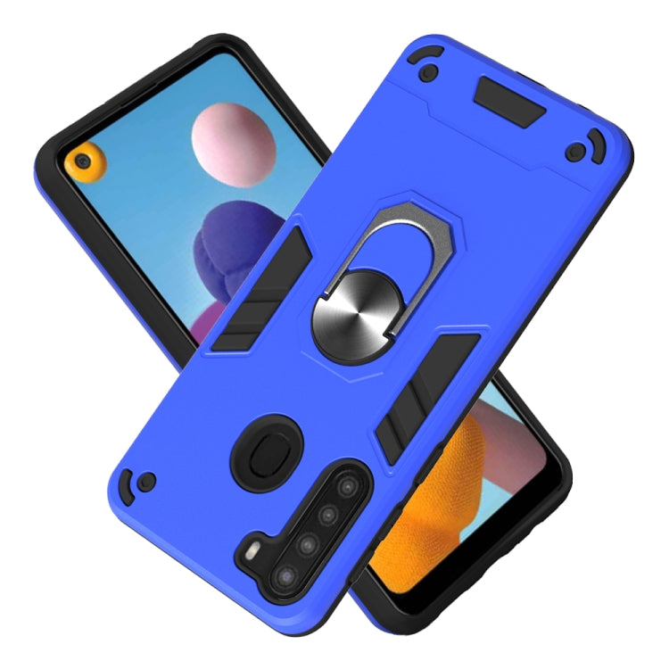 For Samsung Galaxy A21(EU Version) 2 in 1 Armour Series PC + TPU Protective Case with Ring Holder