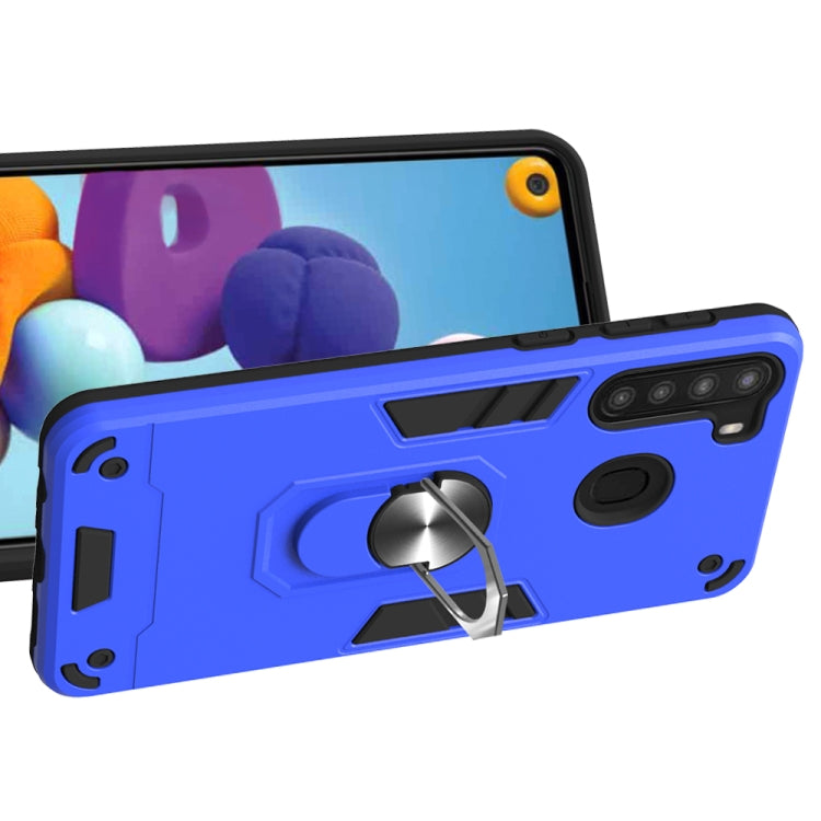 For Samsung Galaxy A21(EU Version) 2 in 1 Armour Series PC + TPU Protective Case with Ring Holder
