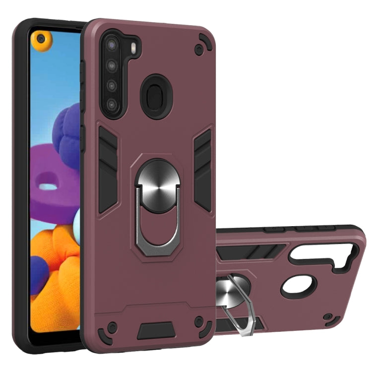 For Samsung Galaxy A21(EU Version) 2 in 1 Armour Series PC + TPU Protective Case with Ring Holder