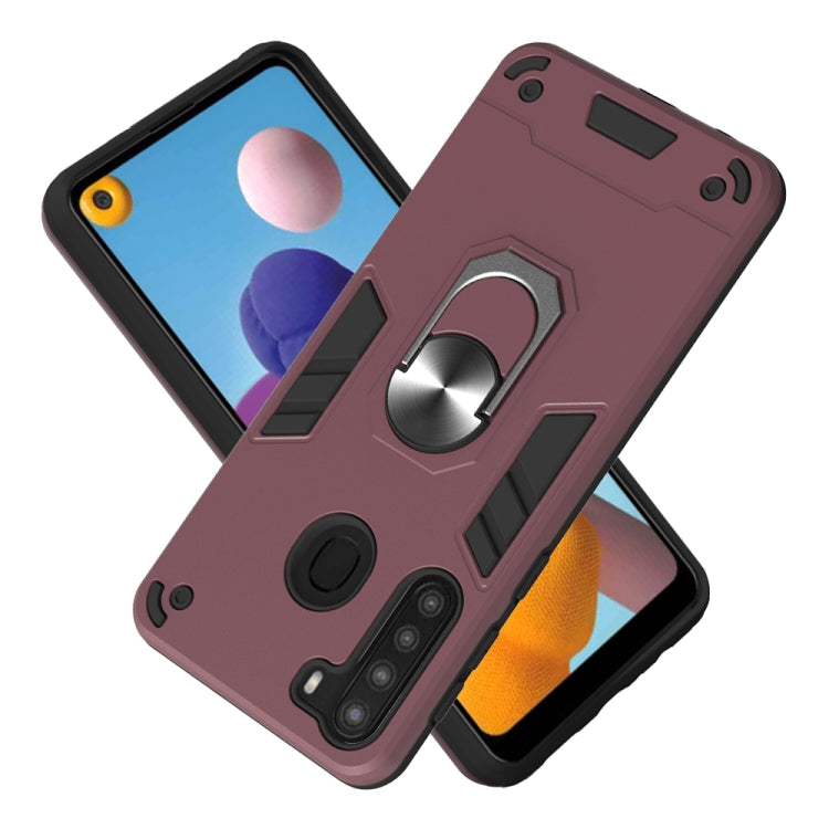 For Samsung Galaxy A21(EU Version) 2 in 1 Armour Series PC + TPU Protective Case with Ring Holder