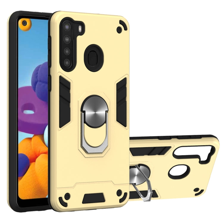 For Samsung Galaxy A21(EU Version) 2 in 1 Armour Series PC + TPU Protective Case with Ring Holder