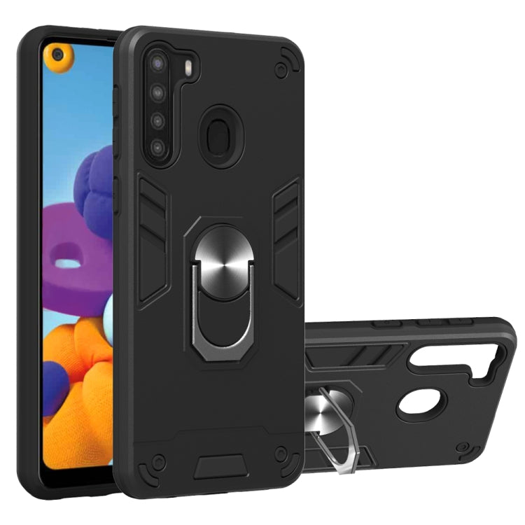 For Samsung Galaxy A21(EU Version) 2 in 1 Armour Series PC + TPU Protective Case with Ring Holder