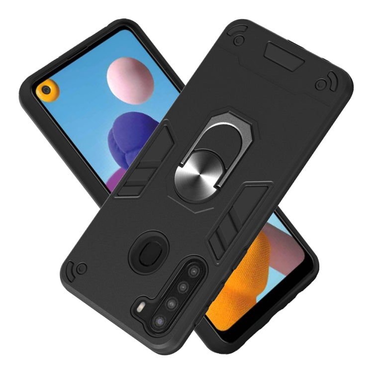 For Samsung Galaxy A21(EU Version) 2 in 1 Armour Series PC + TPU Protective Case with Ring Holder