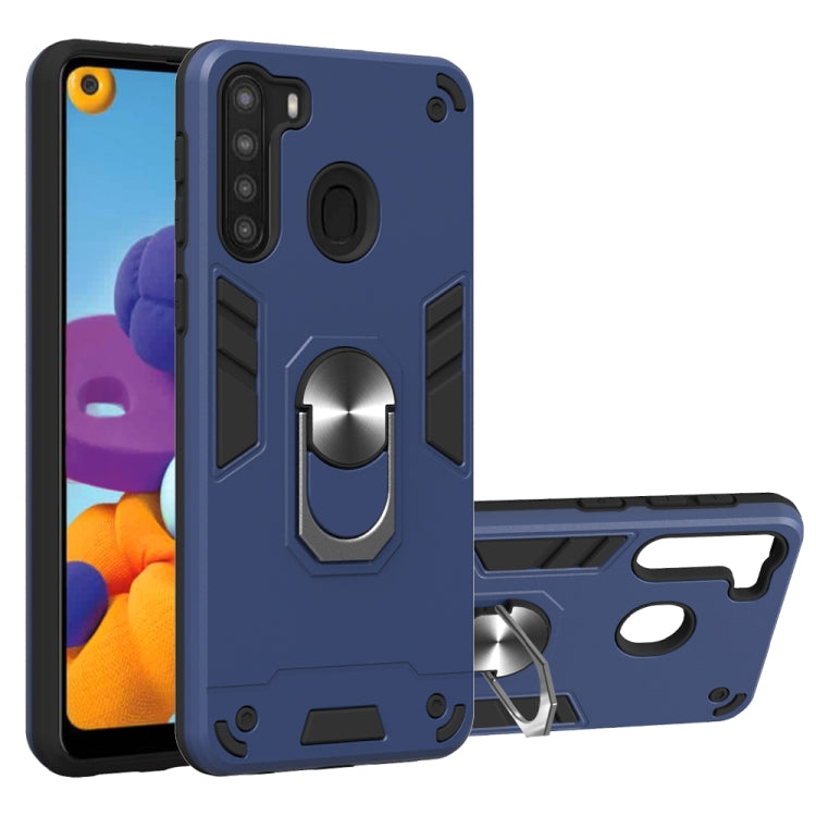 For Samsung Galaxy A21(EU Version) 2 in 1 Armour Series PC + TPU Protective Case with Ring Holder