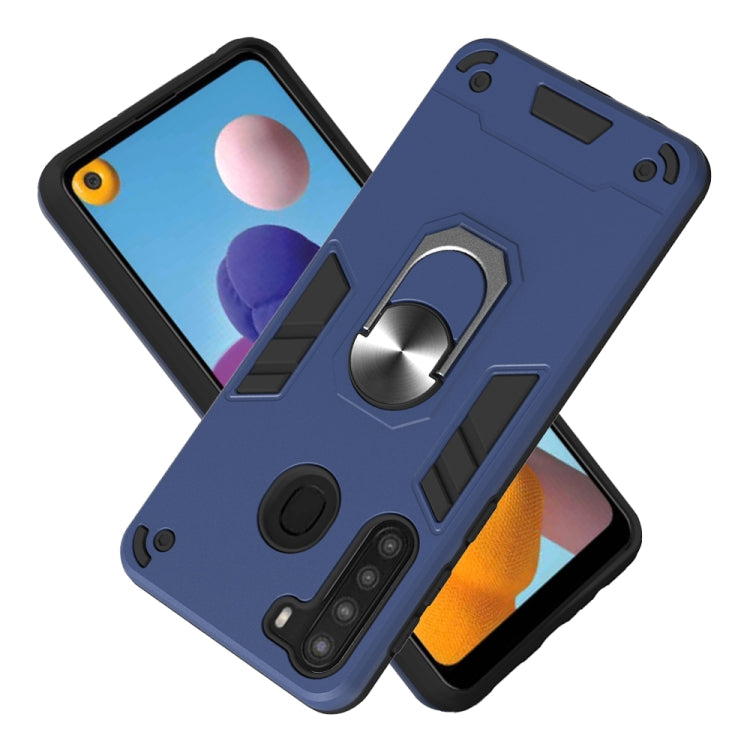 For Samsung Galaxy A21(EU Version) 2 in 1 Armour Series PC + TPU Protective Case with Ring Holder
