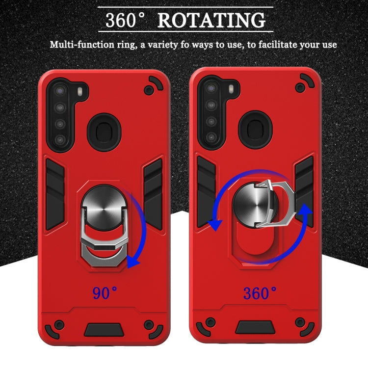 For Samsung Galaxy A21(EU Version) 2 in 1 Armour Series PC + TPU Protective Case with Ring Holder