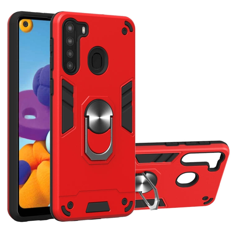 For Samsung Galaxy A21(EU Version) 2 in 1 Armour Series PC + TPU Protective Case with Ring Holder