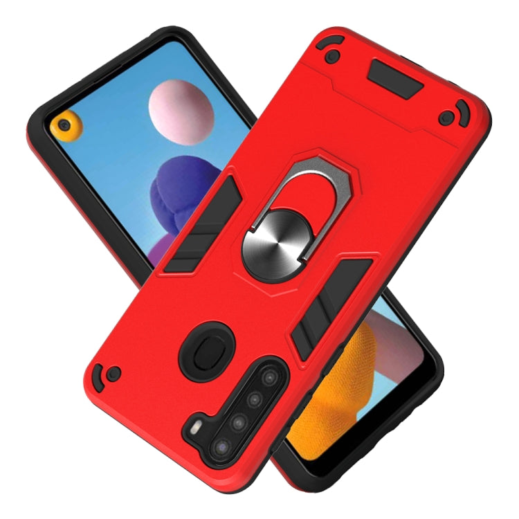 For Samsung Galaxy A21(EU Version) 2 in 1 Armour Series PC + TPU Protective Case with Ring Holder