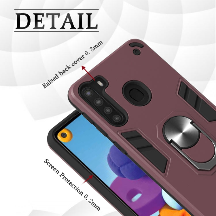 For Samsung Galaxy A21(EU Version) 2 in 1 Armour Series PC + TPU Protective Case with Ring Holder