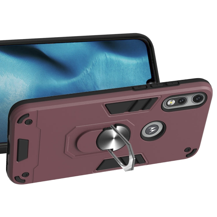 For Motorola Moto E7 2 in 1 Armour Series PC + TPU Protective Case with Ring Holder