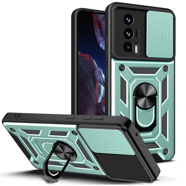 For Xiaomi Poco F5 Pro Sliding Camera Cover Design TPU Hybrid PC Phone Case