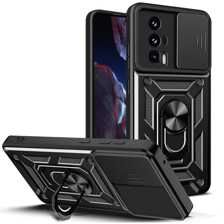 For Xiaomi Poco F5 Pro Sliding Camera Cover Design TPU Hybrid PC Phone Case